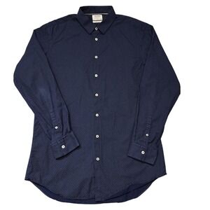 TM Lewin Shirt Mens 17‎ 36 Fitted Dress Long Sleeve Patterned Button Up Formal